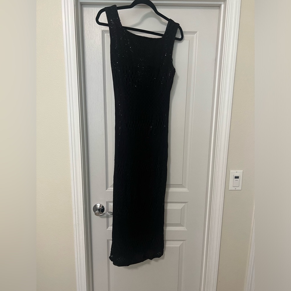 Molly Malloy vintage black dress • sparkle underneath and knit on top • size 16 - Picture 3 of 4